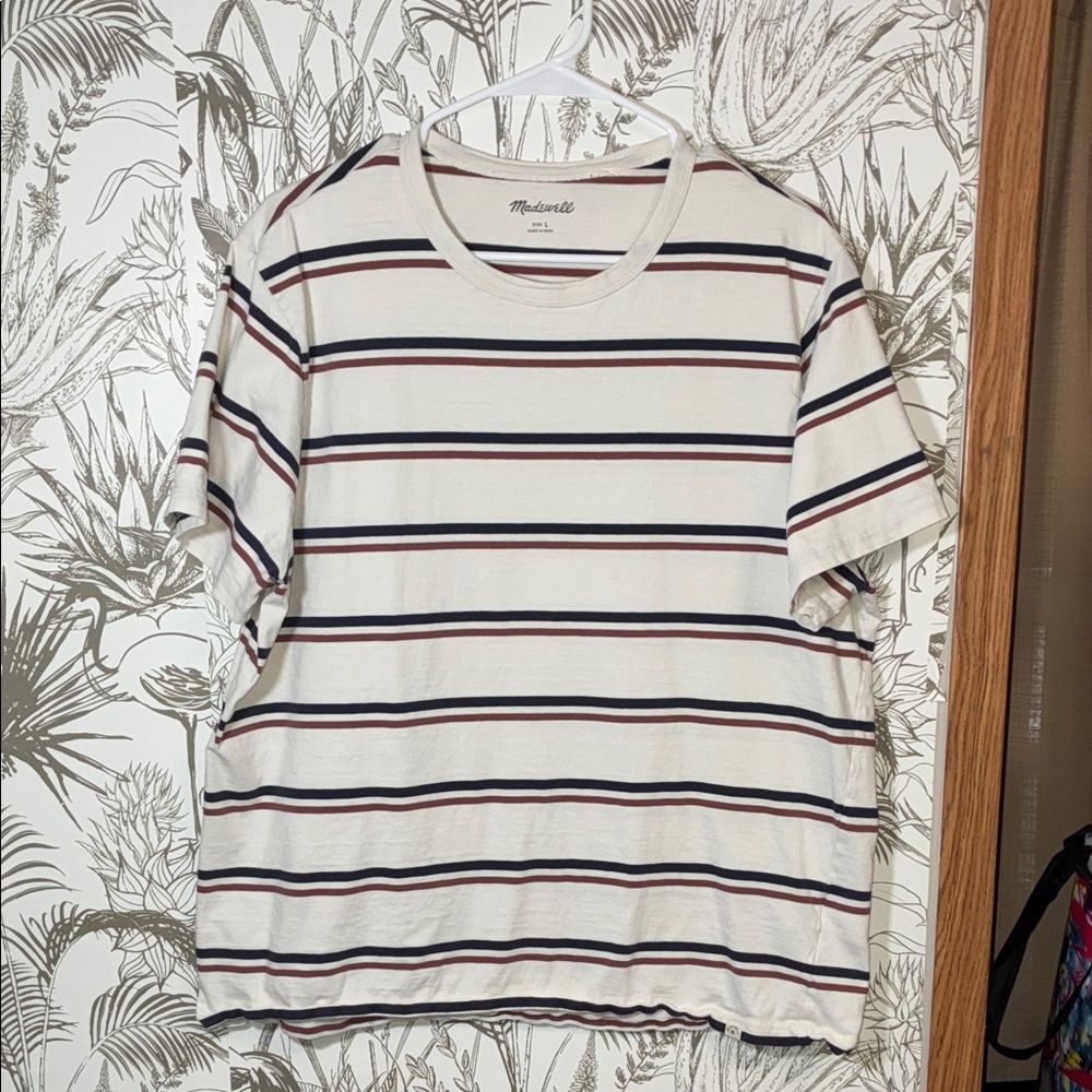 Madewell L Unisex Multicolored Striped T-Shirt Crew Neck